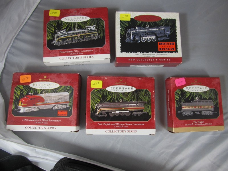 5 Hallmark Keepsake Lionel Ornament Norfolk Locomotive Tender santa fe hudson 