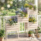 4PCS Wooden Planter Raised Garden Beds Kit Elevated Outdoor Indoor Planting Box