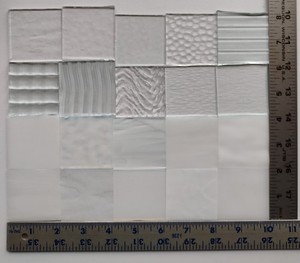 20 each approx. 2" X 2" 10 white 10 text. clear mix Stained Glass Tiles Sheets