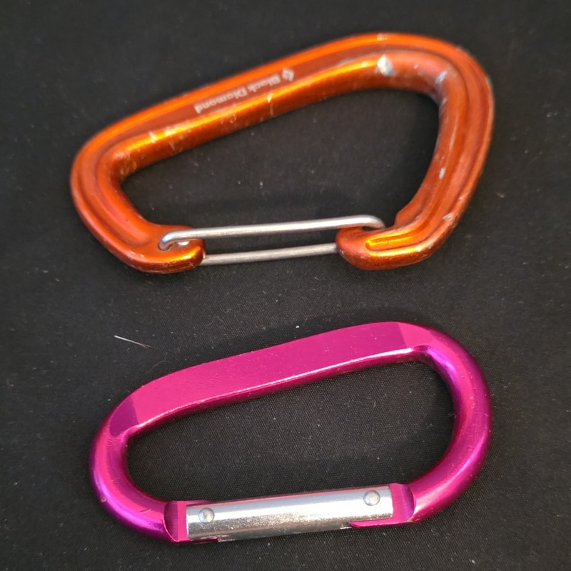 Black Diamond D-Shape Aluminum Carabiners w/ Pink & Purple Accessories