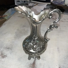 VINTAGE ITALIAN SILVERPLATE (95-100) METAL ORNATE DECORATIVE METAL PITCHER-10”
