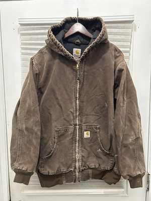 VTG Distressed Carhartt Jacket -QUILT LINED. Brown Zip Up Size XL  (16/18)