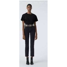 NWT The Kooples BLACK STRAIGHT-CUT JEANS WITH WESTERN BELT Size 28