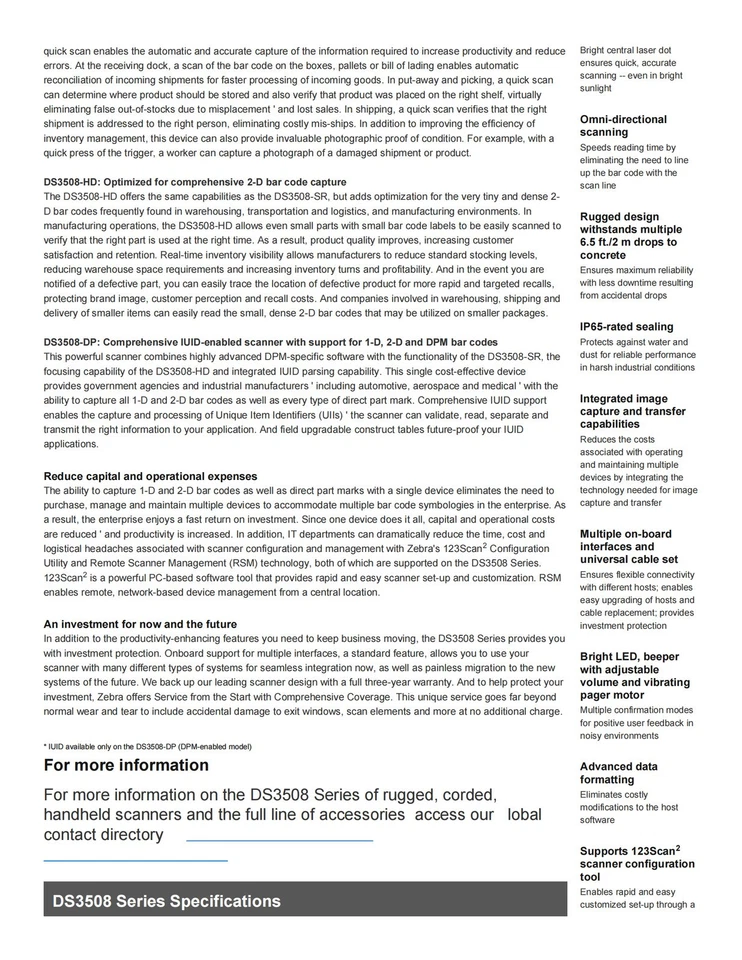 Zebra Motorola DS3508-SR20005R 1D/2D Barcode Scanner With USB Cable Black UK - Image 4 of 4