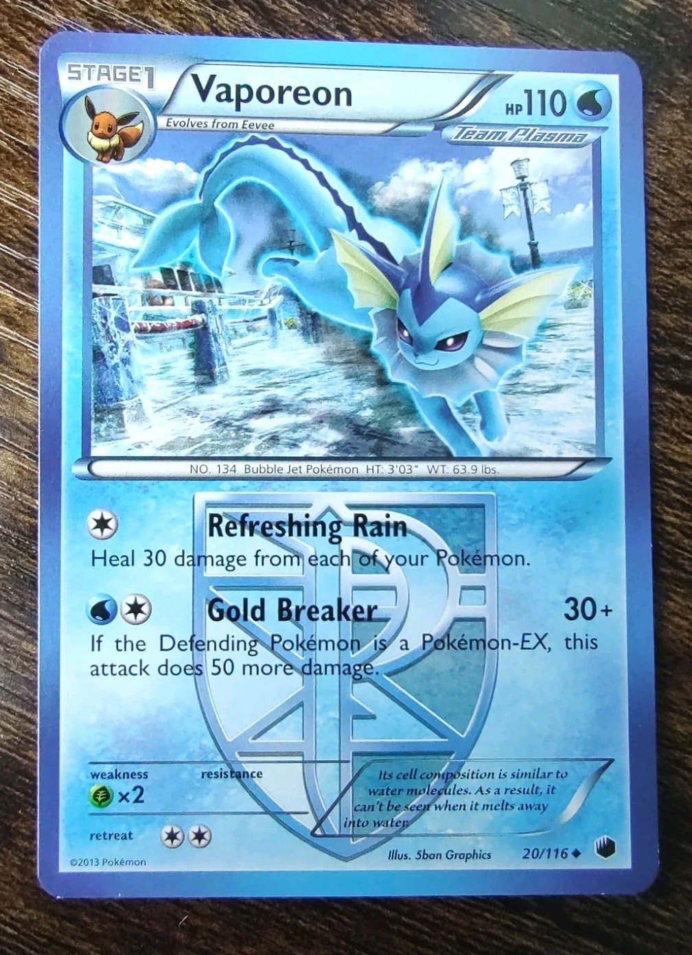 Vaporeon 20/116 Plasma Freeze Non Holo Pokemon Card LP