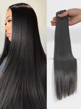 LUVME Seamless Silky Straight 100 Real Human Hair Clip In Extensions  16 In...