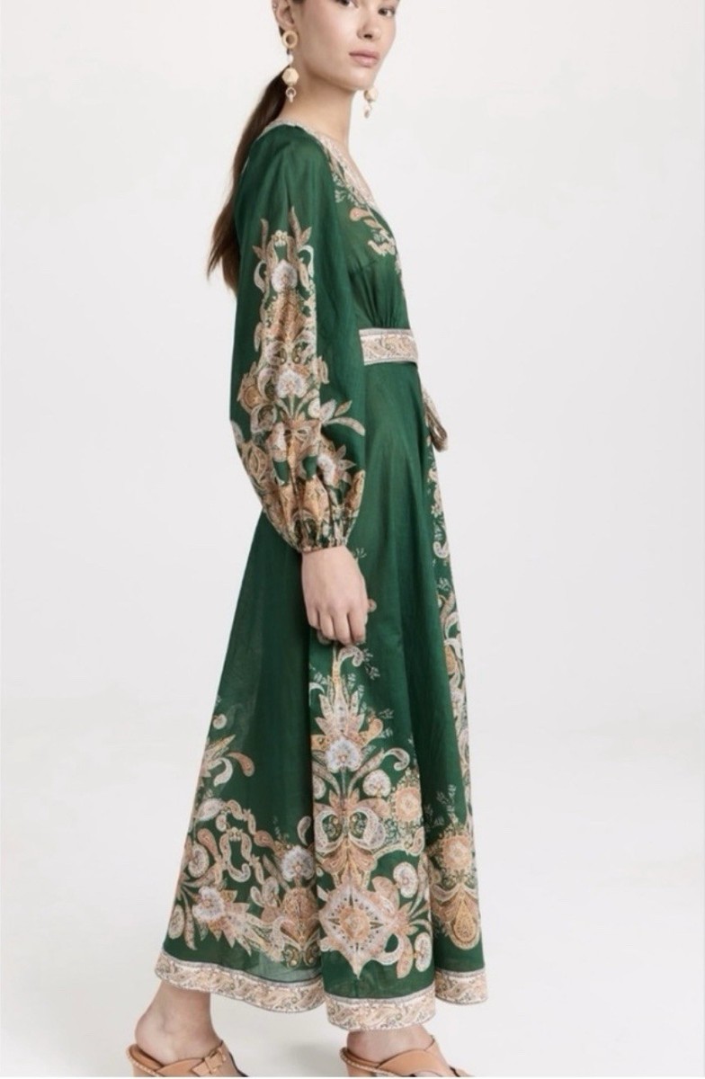 NWOT ZIMMERMANN Devi Green Paisley Midi Wrap Dress, US 4 Zimmerman 1 | eBay