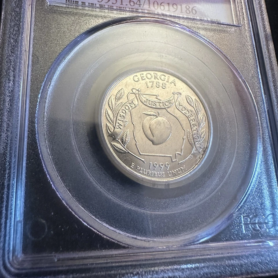 1999 D 25C PCGS MS64 Georgia State Quarter Clad Graded US Coin - Image 3 of 4