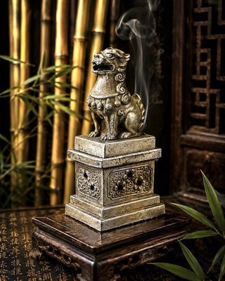 Japanese Foo Dog Incense Holder Made In Japan Guardian Lion Figurine Vintage