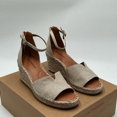 Lucky Brand Canella Sandals Women's 8M Platino Ankle Strap Espadrille Ebay1952
