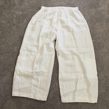 Bryn Walker Casbah Pants Womens Size L White Linen Pull On side pockets Wide Leg