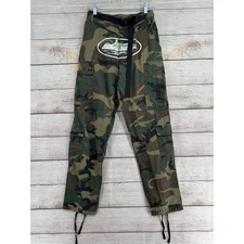 Corteiz Guerillaz Big Logo Camouflage Cargo Pants Mens XS Green Rip Stop 