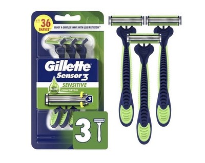 Gillette Sensor3 Men's Disposable Razor - 3 Blade - 3 ct