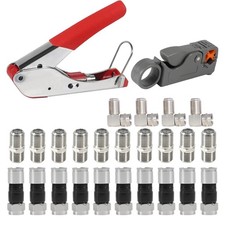 Coaxial Cable Crimping Tool Kit Coax Cable Crimper Tool 10PCS RG6 Compressi...