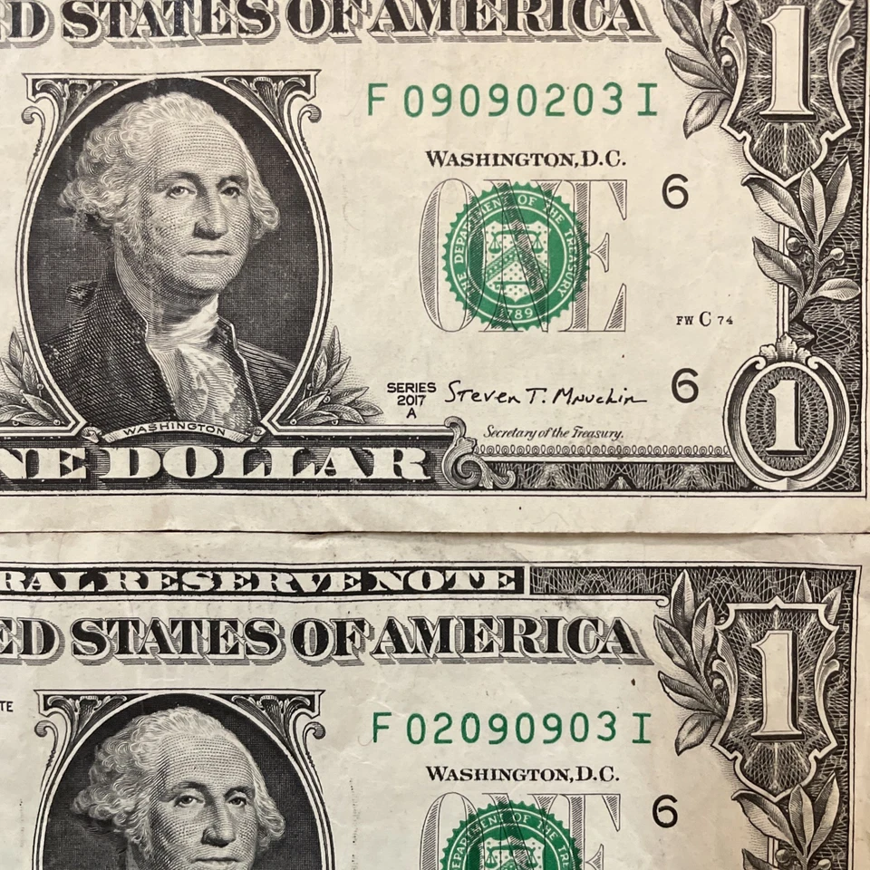 Fancy Serials Numbers “ALTERNATIVE” $1 2017A F(09090203)I-F(02090903)I - Image 2 of 4