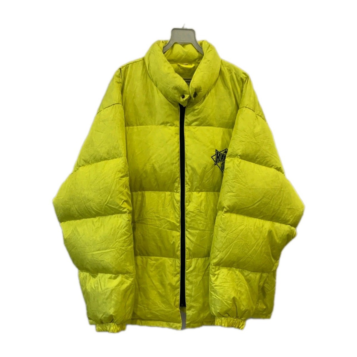 CPG GOLF ネオンイエロー ジップアップジャケット Vtg Kappa Neon Yellow Puffer Jacket XL Mens Oversized Nylon Zip Up