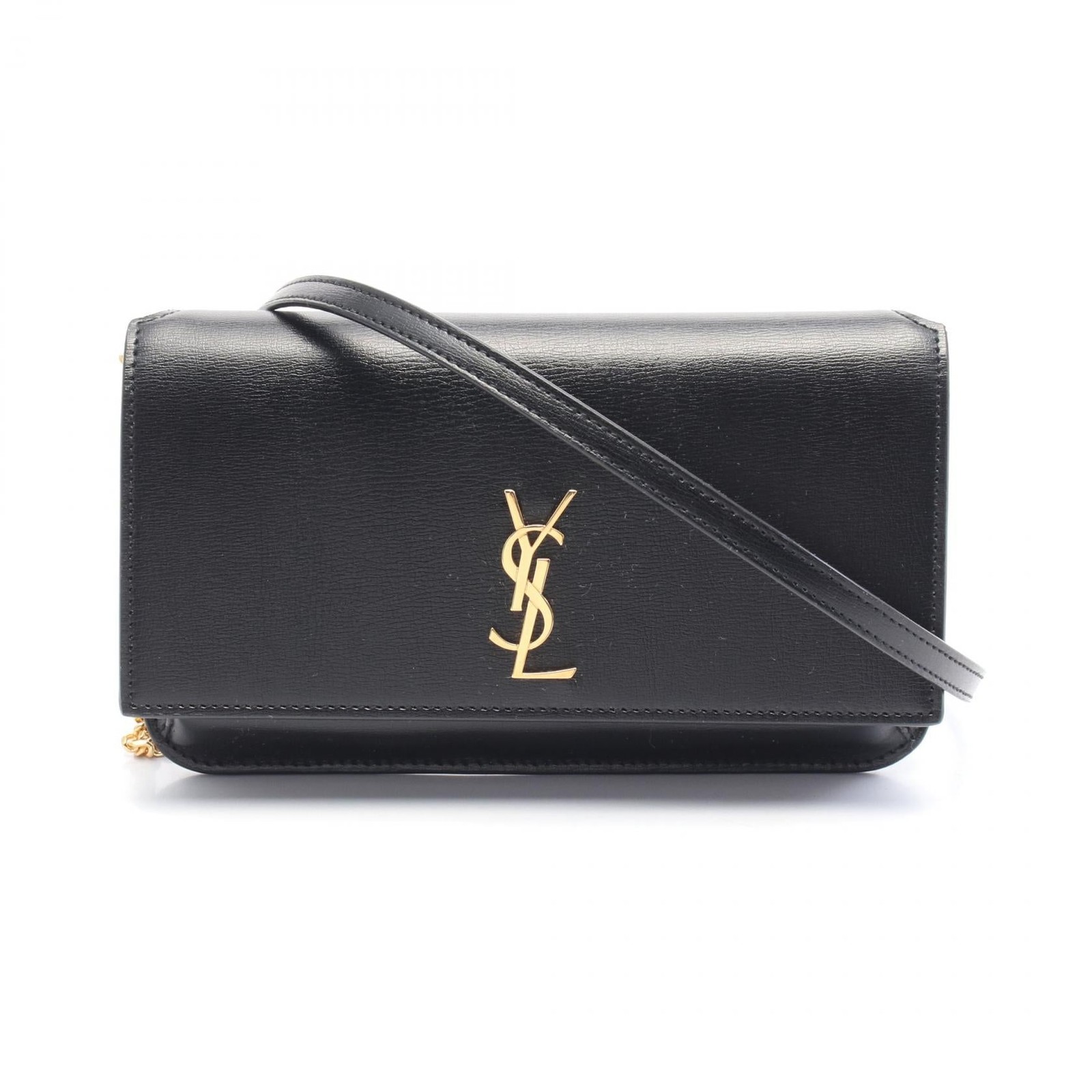 【Borsa】Saint Laurent Monogram Phone Borsa a tracolla in pelle nera dal Giappone usata