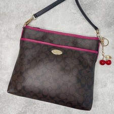 COACH Signature Pink Trim Shoulder Bag