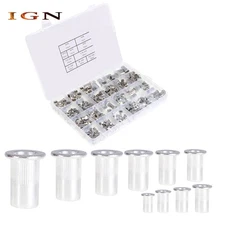 300 Pieces Aluminum Flat Head Threaded Rivet Nut Kit 150Pcs Metric +150Pcs SAE