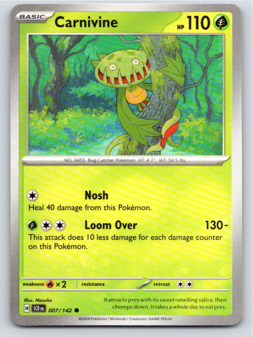2024 POKEMON CARNIVINE STELLAR CROWN 7/142 COMMON NM A38253 FREE S&H