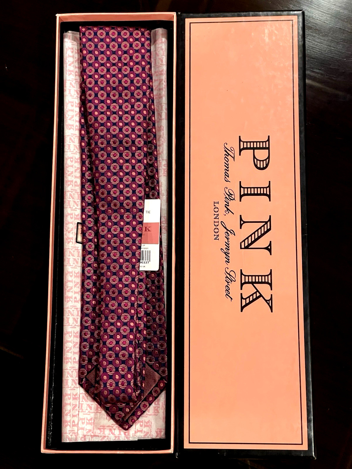 Old Stock THOMAS PINK Tie Embroidered Silk NWT image 3