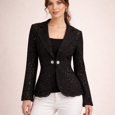 Y2K AZ Well Black All Lace Sheer Blouse Top Jacket   Whimsigoth Vamp Romantic M