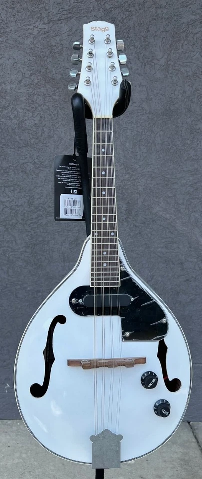 Stagg Model M50E/WH Gloss White Acoustic/Electric A-style Mandolin - Image 2 of 4