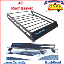 Roof Rack Cargo Basket 43’’x 35’’x 4.7’’ Anti-Rust Rooftop Cargo Carrier 150 lbs