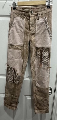 PILCRO by Anthropologie Patchwork Embroidered Floral Jeans Women's Size 25