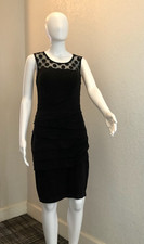Carole Little Dress Cocktail Business Knee Sleeveless Black Layered NWT Slinky