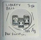 Fractional .999 Silver 1 Gram Lot- Liberty Bell Bars (3 Gram Total)