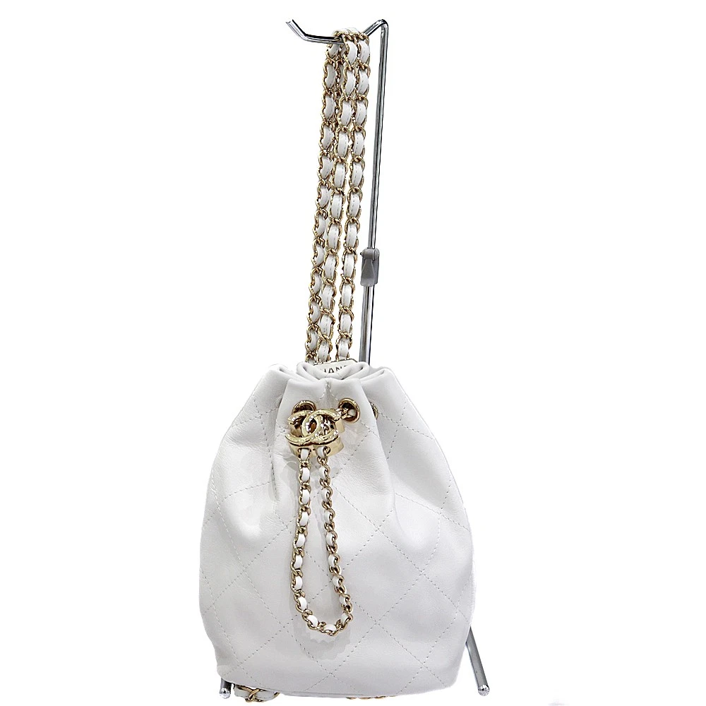 Chanel — Chanel Chain Backpack Leather White with Box Women's KNB093 #KNB093