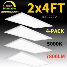 2x4Ft LED Panel Troffer Edge-Lit Flat 4 Pack 75 Watt,7800LM Drop Ceiling Light