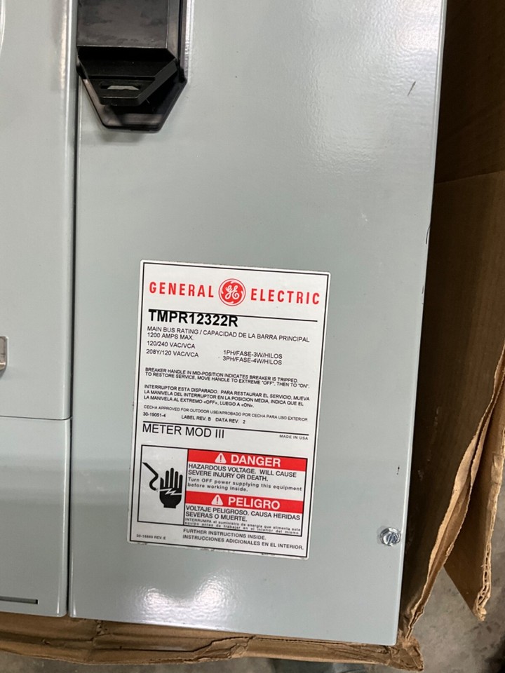 GE TMPR12322R 3 Meter Module III 1200 max 12-/240 Vac 1Ph or 208y/120 3 ...