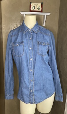 INSO Women's Pearl Snap Western Chambray Denim Shirt Southwestern
