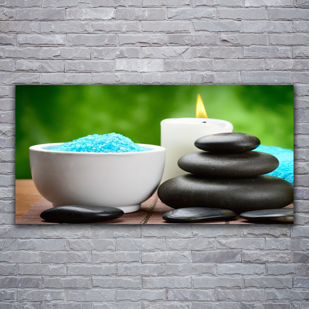 Photo sur toile 120x60 tableau image impression coquille bougie pierres zen pour chambre