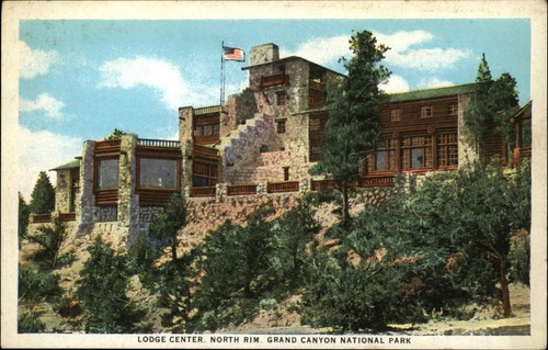 Grand Canyon Nationalpark Arizona AZ Lodge Center North Rim c1920er-30er Jahre Postkarte
