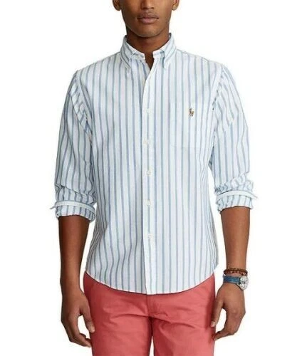 Polo Ralph Lauren Mens Classic-Fit Striped Oxford Shirt Color Blue/White sz 2XL