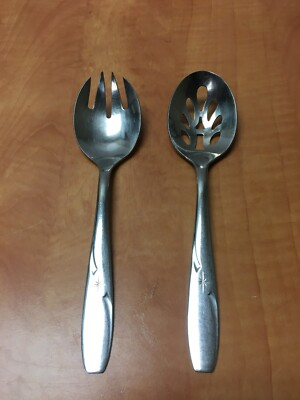 #ad Wallace North Star Atomic Starburst Stainless Steel Serving spoon and fork 8quot; $16.99