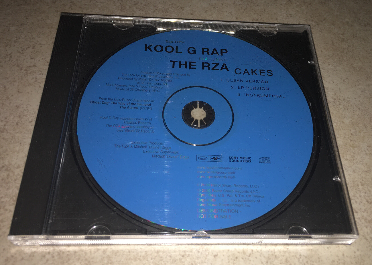 Kool G Rap Featuring The RZA - Cakes Rare OOP 3 Track Promo CD ESK 12704