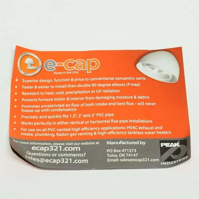 Supco ECAP321 PVC Rooftop Cap Flue Cap Vent Plumbing 1-1/2", 2", 3" Pipe Size - Image 4 of 4