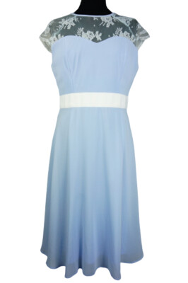 Elise Ryan weiß blau Spitze Top Chiffon Sommerkleid UK 12 40'' lang 