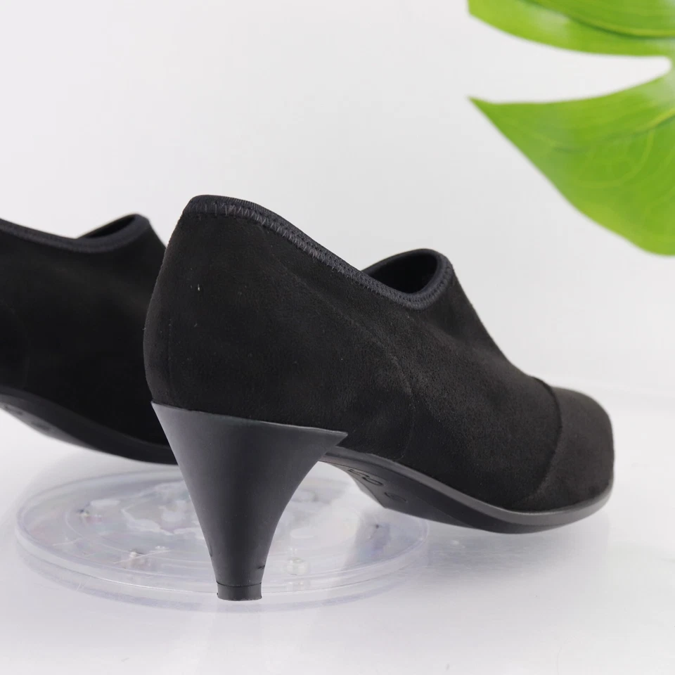 Zapato de salón Ecco para mujer con forma 45 talla 41 10 negro gamuza Shootie tacón cónico en punta cómodo Foto 4 de 4