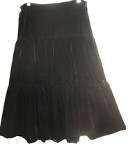 Bandolino -Sz 8 Black Tiered Velvet Full A-Line Gorgeous Skirt 