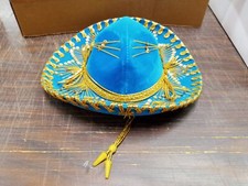 Blue  Gold Sombrero Authentic Salazar Mexican Mariachi Hat Youth New Mexico