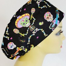 Women Scrub Hat Skeletons Surgical Cap Scrub Hat Nurses Hat Medical USA Made