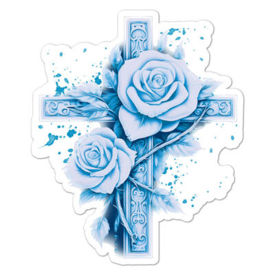 Cross Blue Roses