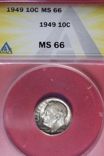 1949 - ANACS 10C MS66 ROOSEVELT DIME #B48502