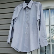 Arrow Fitted Classic-Fit Solid long sleeve Gray Dress Shirt Large 18.5 32/33