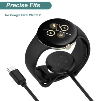 For Google Pixel Watch 2 Type-C Charger Cable, Magnetic Charging Cable (Black)